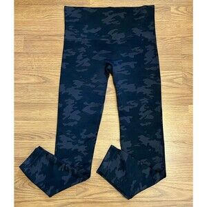 SPANX Look at Me Now Seamless Leggings Black Camo Active Yoga Mid Rise Sz Large